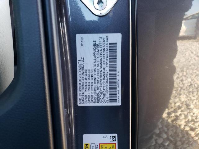 1HGCV3F54NA010827 - 2022 HONDA ACCORD HYBRID EXL GRAY photo 12