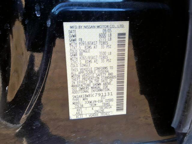 5N1AR18W85C791131 - 2005 NISSAN PATHFINDER LE  ფოტო 10