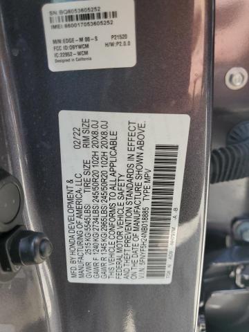 5FNYF5H24NB018885 - 2022 HONDA PILOT SE GRAY photo 13