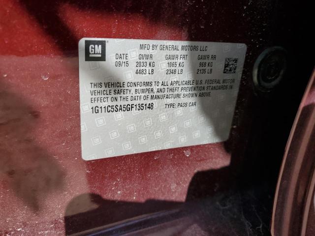 1G11C5SA5GF135148 - 2016 CHEVROLET MALIBU LIM LT Bordo foto 12