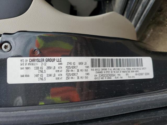 2C4RDGCG2CR265641 - 2012 DODGE GRAND CARA SXT GRAY photo 12