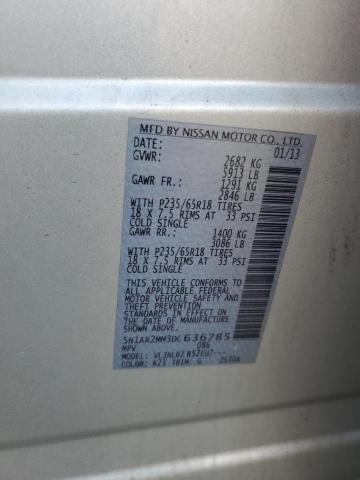 5N1AR2MM3DC636785 - 2013 NISSAN PATHFINDER S SILVER photo 14