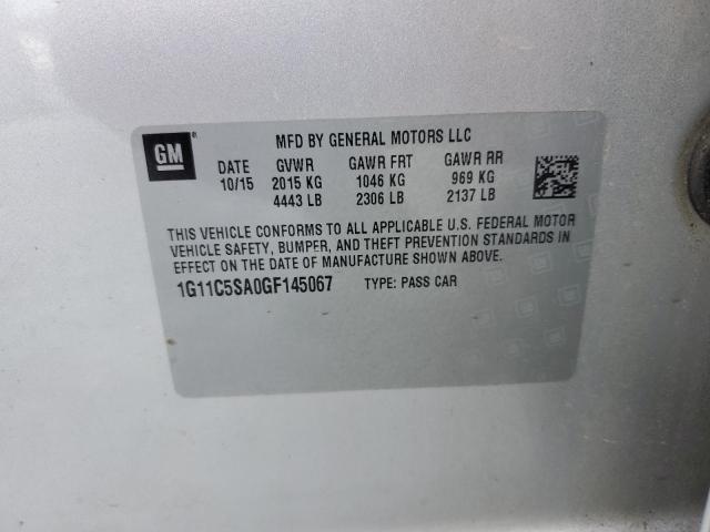 1G11C5SA0GF145067 - 2016 CHEVROLET MALIBU LIM LT 银色 照片 12