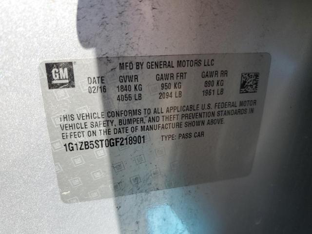 1G1ZB5ST0GF218901 - 2016 CHEVROLET MALIBU LS SILVER photo 12