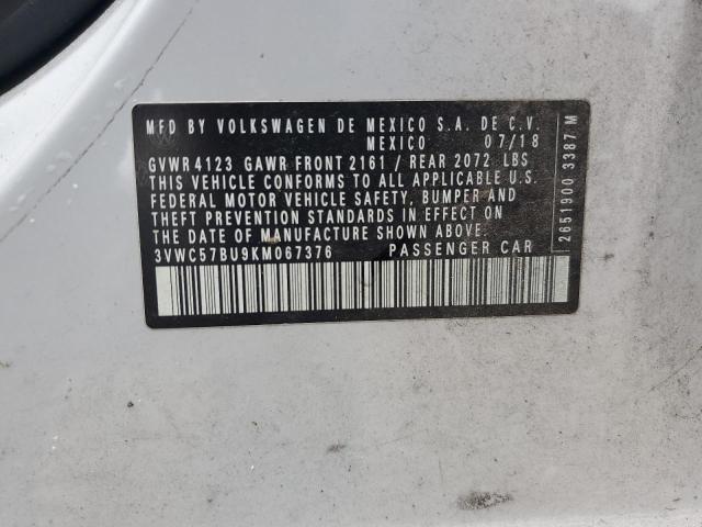 3VWC57BU9KM067376 - 2019 VOLKSWAGEN JETTA S თეთრი ფოტო 13