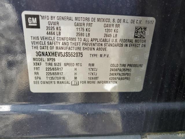 3GNAXHEV5JS562075 - 2018 CHEVROLET EQUINOX LS BLUE photo 13