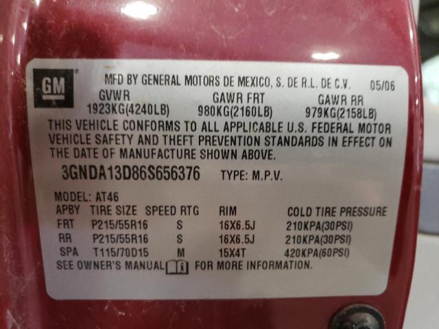 3GNDA13D86S656376 - 2006 CHEVROLET HHR LS 栗色 照片 12