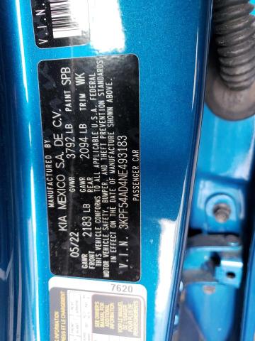 3KPF54AD4NE493183 - 2022 KIA FORTE GT LINE BLUE photo 13