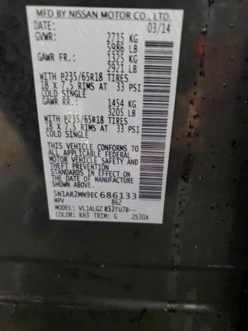 5N1AR2MN9EC686133 - 2014 NISSAN PATHFINDER S Սև լուսանկար 13