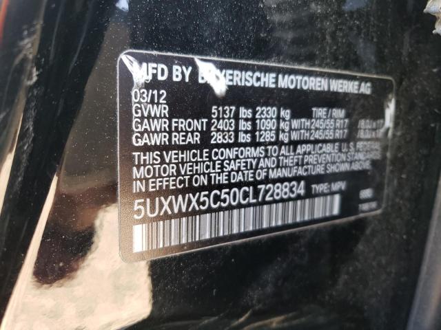 5UXWX5C50CL728834 - 2012 BMW X3 XDRIVE28I BLACK photo 13