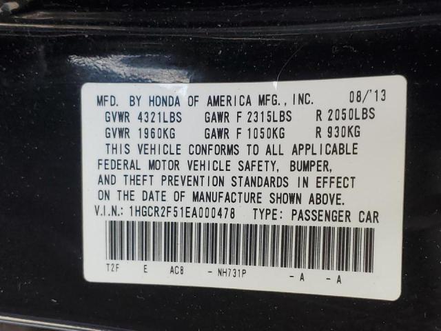 1HGCR2F51EA000478 - 2014 HONDA ACCORD SPORT BLACK photo 12