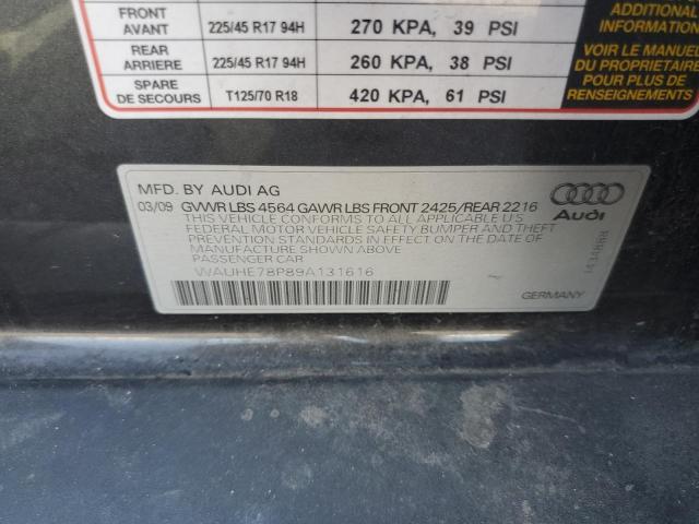 WAUHE78P89A131616 - 2009 AUDI A3 2.0T BLACK photo 12