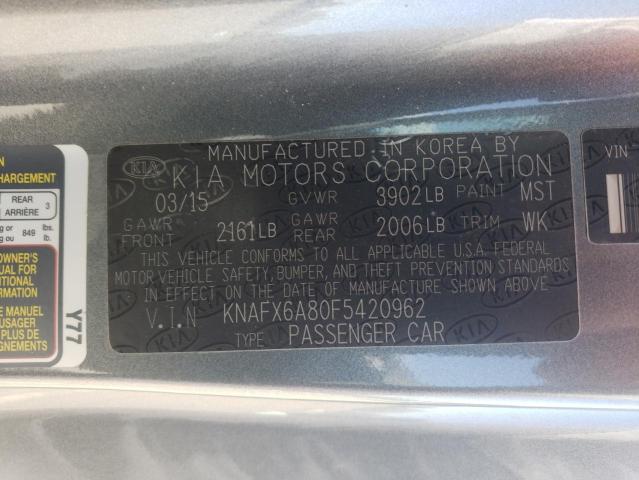 KNAFX6A80F5420962 - 2015 KIA FORTE EX GRAY photo 12