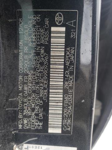 JTDBL40E999093967 - 2009 TOYOTA COROLLA BASE BLACK photo 12