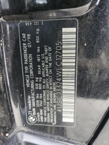 4USCJ3324WLC12705 - 1998 BMW Z3 2.8 BLACK photo 12