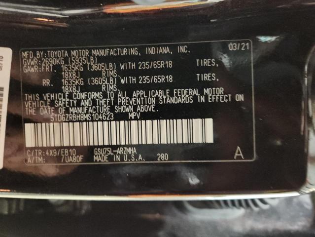 5TDGZRBH8MS104623 - 2021 TOYOTA HIGHLANDER XLE შავი ფოტო 13