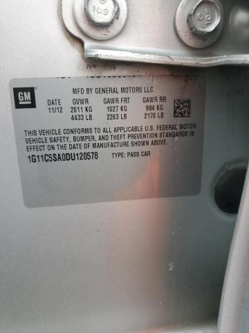 1G11C5SA0DU120578 - 2013 CHEVROLET MALIBU 1LT SILVER photo 12