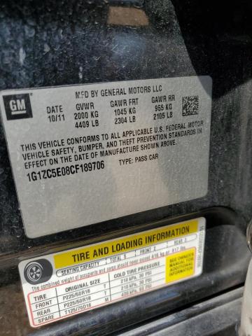 1G1ZC5E08CF189706 - 2012 CHEVROLET MALIBU 1LT BLACK photo 12