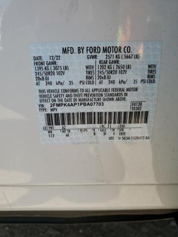 2FMPK4AP1PBA07703 - 2023 FORD EDGE ST WHITE photo 12