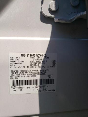 2LMTJ6LR2GBL86663 - 2016 LINCOLN MKX RESERVE Սպիտակ լուսանկար 13