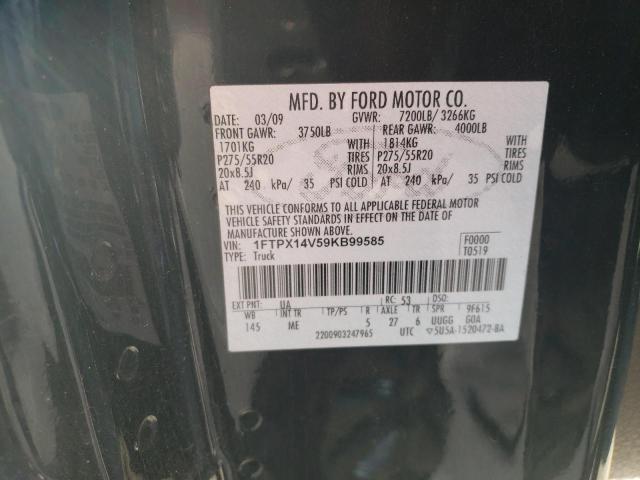 1FTPX14V59KB99585 - 2009 FORD F150 SUPER CAB BLACK photo 12