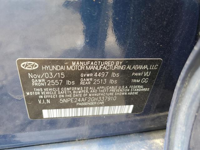 5NPE24AF2GH337910 - 2016 HYUNDAI SONATA SE BLUE photo 13