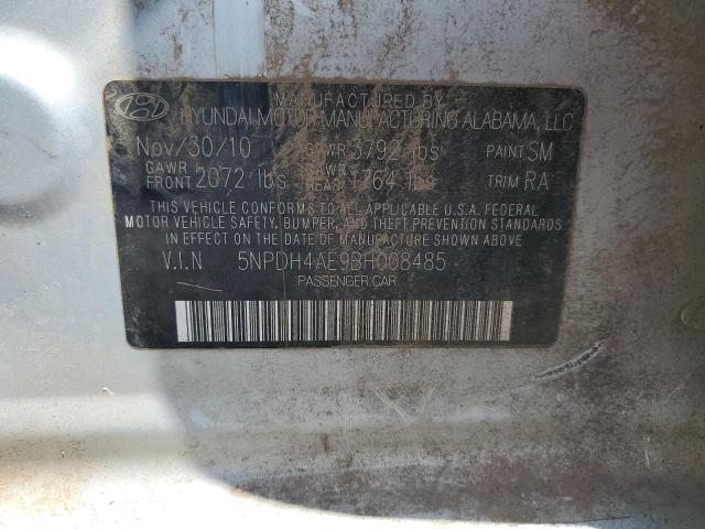 5NPDH4AE9BH008485 - 2011 HYUNDAI ELANTRA GLS SILVER photo 12