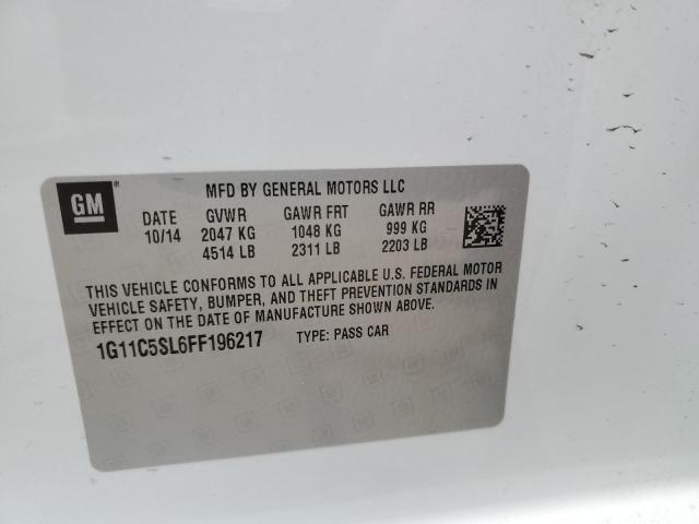 1G11C5SL6FF196217 - 2015 CHEVROLET MALIBU 1LT 白色 照片 12