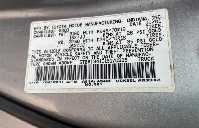 5TBRT34101S170305 - 2001 TOYOTA TUNDRA ACCESS CAB Silber Foto 10