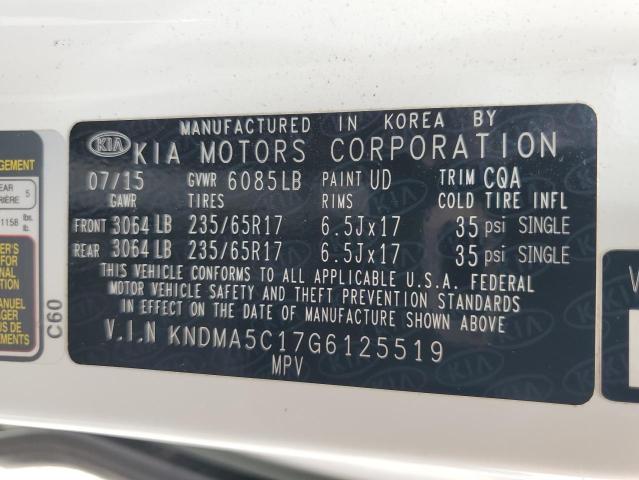 KNDMA5C17G6125519 - 2016 KIA SEDONA L WHITE photo 14