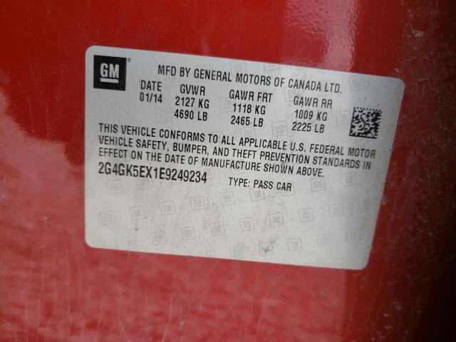 2G4GK5EX1E9249234 - 2014 BUICK REGAL 红色 照片 12