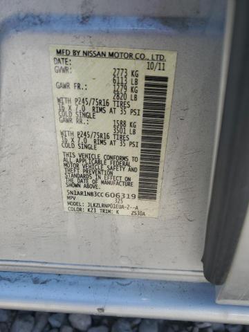 5N1AR1NB3CC606319 - 2012 NISSAN PATHFINDER S SILVER photo 12