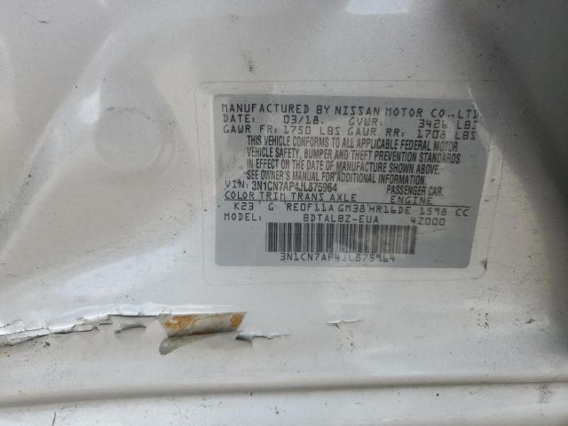 3N1CN7AP4JL875964 - 2018 NISSAN VERSA S SILVER photo 12