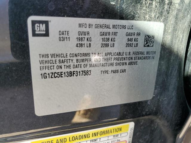 1G1ZC5E13BF317583 - 2011 CHEVROLET MALIBU 1LT 黑色 照片 12