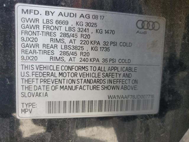 WA1VAAF78JD007716 - 2018 AUDI Q7 PRESTIGE BLUE photo 13