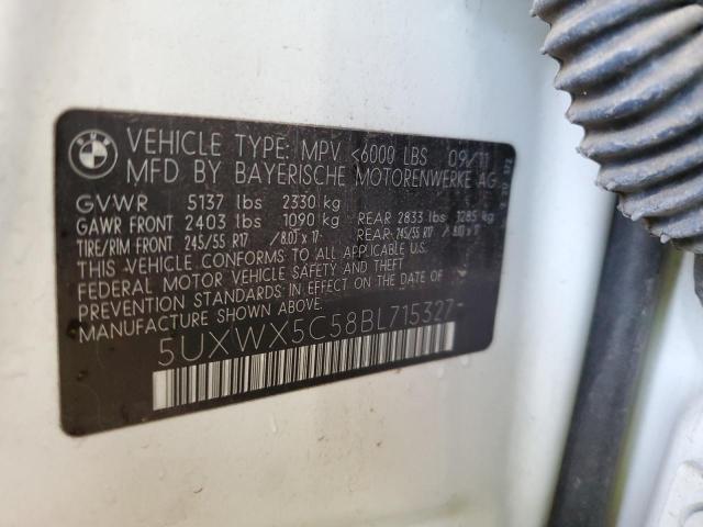 5UXWX5C58BL715327 - 2011 BMW X3 XDRIVE28I WHITE photo 13