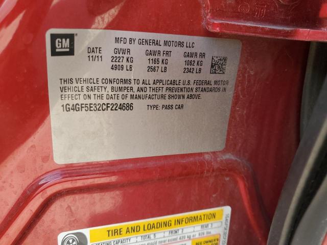 1G4GF5E32CF224686 - 2012 BUICK LACROSSE PREMIUM Rouge photo 13