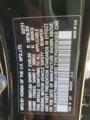 SHHFK7H46MU413633 - 2021 HONDA CIVIC SPORT 黑色 照片 12