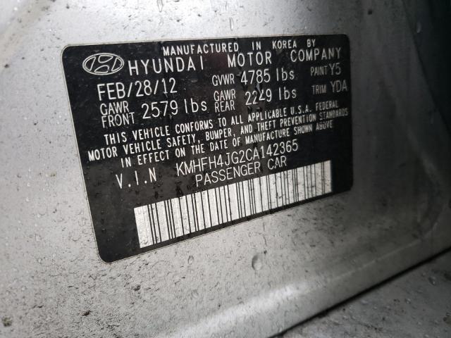 KMHFH4JG2CA142365 - 2012 HYUNDAI AZERA GLS WHITE photo 12