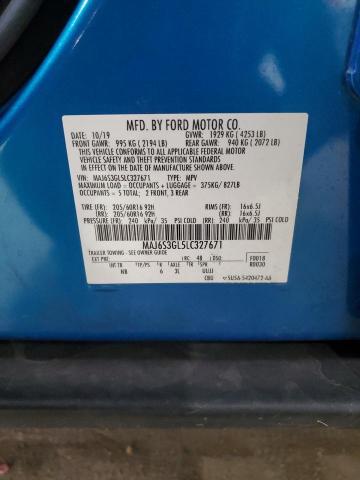 MAJ6S3GL5LC327671 - 2020 FORD ECOSPORT SE ლურჯი ფოტო 12