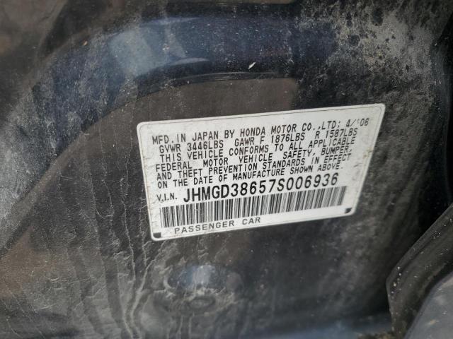 JHMGD38657S006936 - 2007 HONDA FIT S 黑色 照片 12