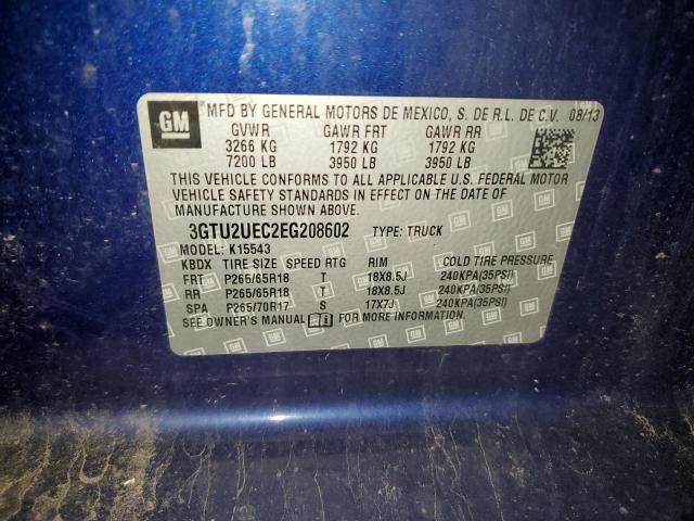 3GTU2UEC2EG208602 - 2014 GMC SIERRA K1500 SLE BLUE photo 12