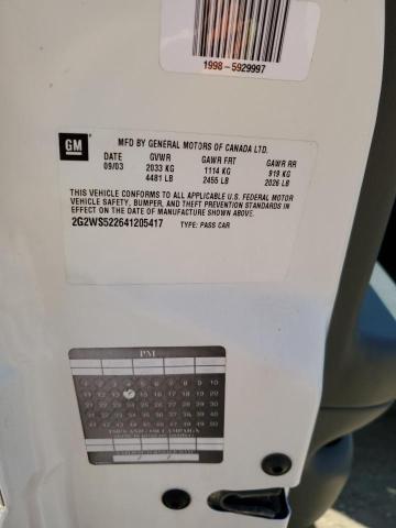 2G2WS522641205417 - 2004 PONTIAC GRAND PRIX GT2 თეთრი ფოტო 13