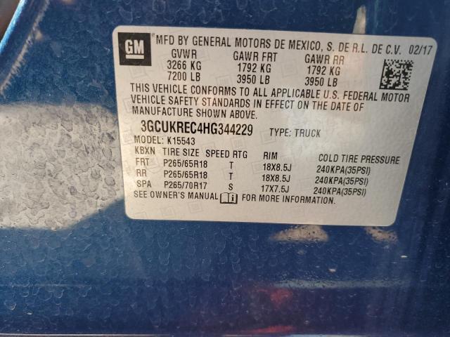 3GCUKREC4HG344229 - 2017 CHEVROLET SILVERADO K1500 LT BLUE photo 12