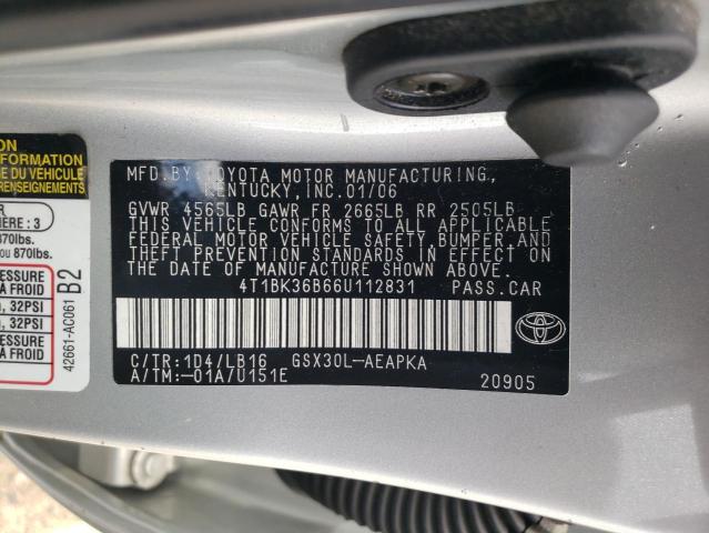 4T1BK36B66U112831 - 2006 TOYOTA AVALON XL SILVER photo 12