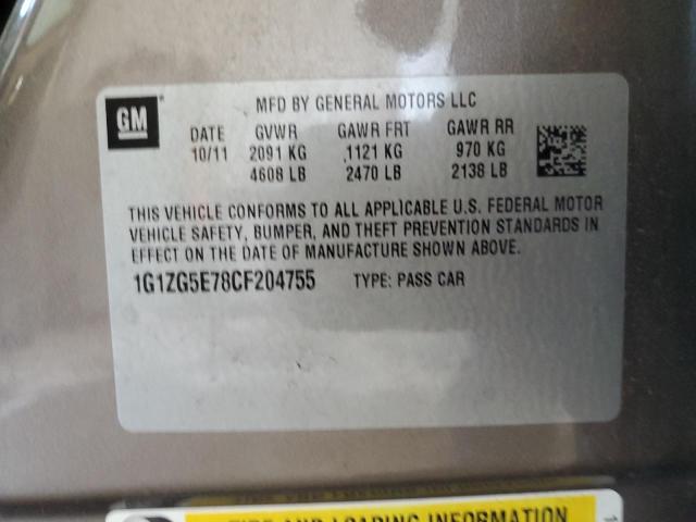 1G1ZG5E78CF204755 - 2012 CHEVROLET MALIBU LTZ ყავისფერი ფოტო 12