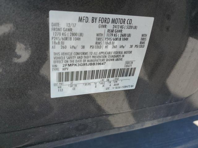 2FMPK3G95JBB39647 - 2018 FORD EDGE SE GRAY photo 14