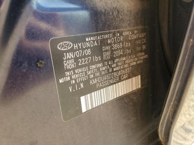 KMHDU46D28U406837 - 2008 HYUNDAI ELANTRA GLS BLUE photo 12