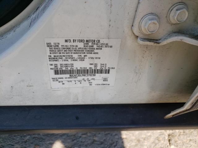 MAJ6S3GL9KC270230 - 2019 FORD ECOSPORT SE Blanco foto 13