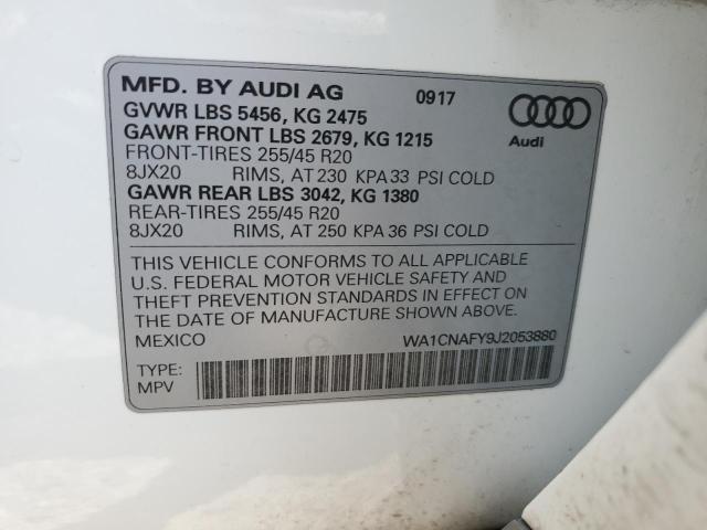 WA1CNAFY9J2053880 - 2018 AUDI Q5 PRESTIGE 白色 照片 13